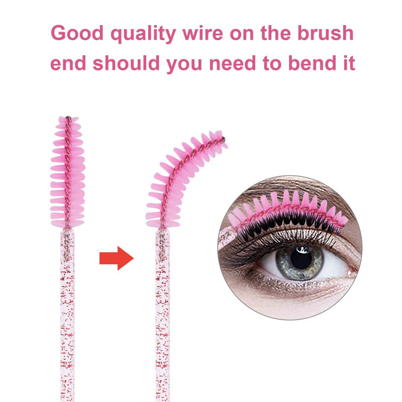CHEFBEE 100PCS Disposable Eyelash Brush, Mascara Wands Makeup Brushes Applicators Kits for Eyelash Extensions and Eyebrow with Container (Light Pink) - Image 2