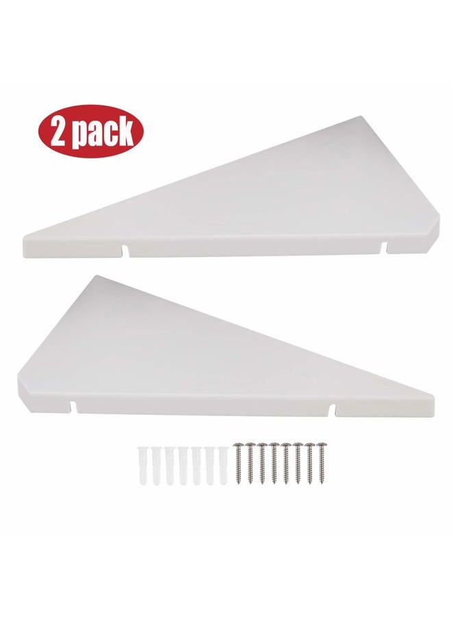 Evron Corner Mounting Shelf,Easy to Install Wall Corner Shelf,White Wood Striped with Hole Pattern,Set of 2,11.6D x 11.6W x 0.6H in,Q0001-6 - Image 2