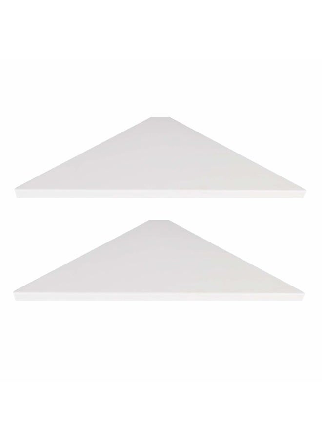 Evron Corner Mounting Shelf,Easy to Install Wall Corner Shelf,White Wood Striped with Hole Pattern,Set of 2,11.6D x 11.6W x 0.6H in,Q0001-6 - Image 1