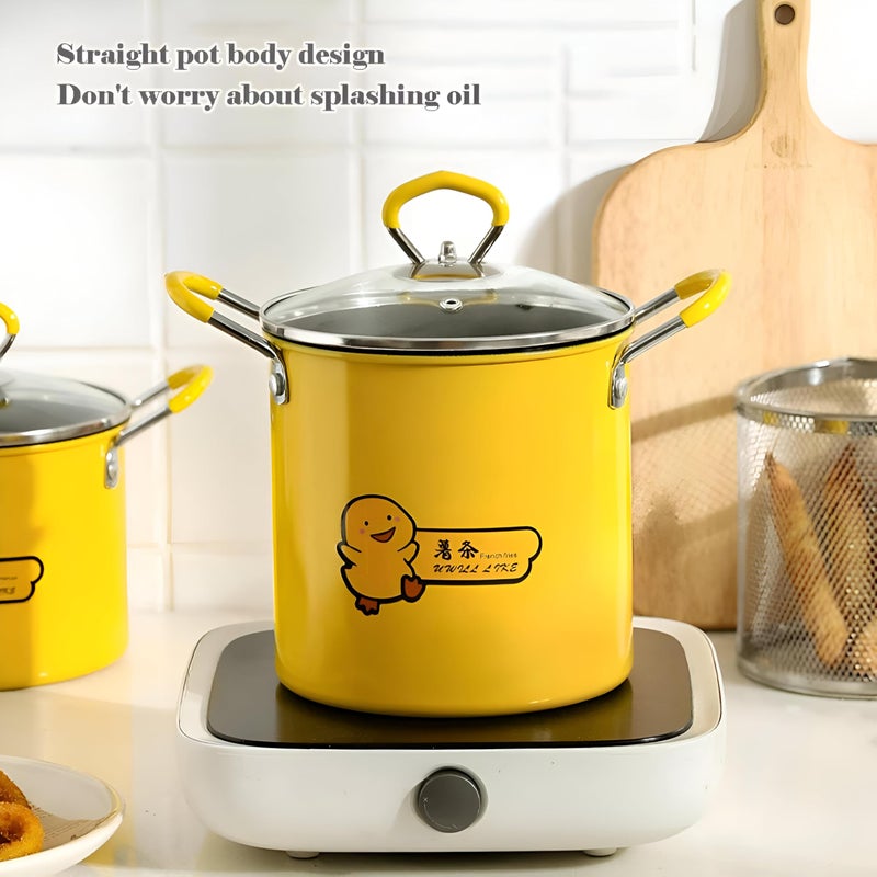 Generic Duck Shaped 3L Stainless Steel Deep Fryer with Basket, High Temperature Glass Lid, Wire Basket for Frying Foods, Stainless Steel Handle for Comfortable Grip - Image 3