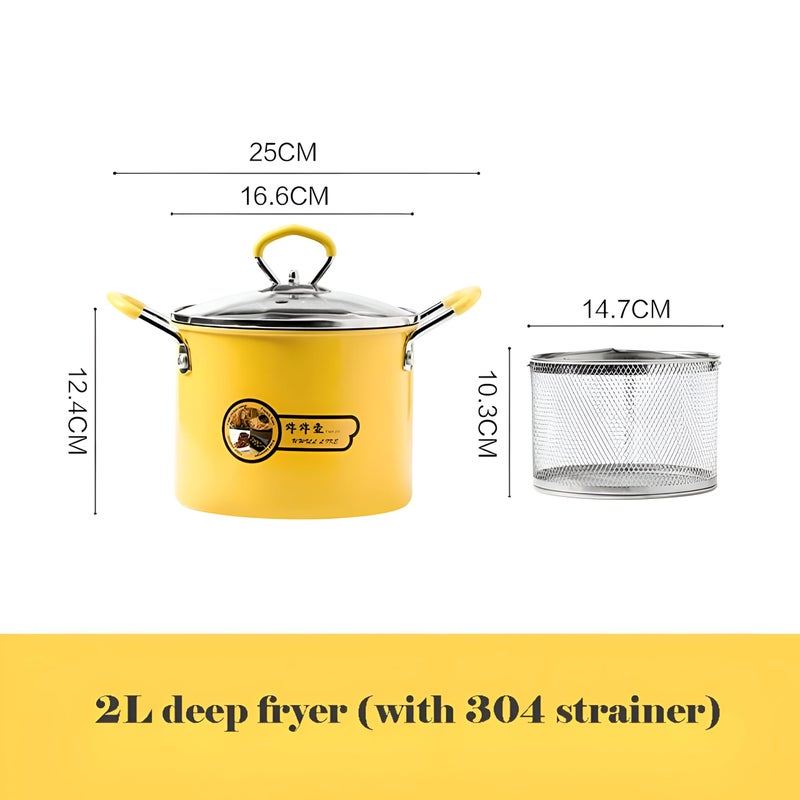 Generic Duck Shaped 3L Stainless Steel Deep Fryer with Basket, High Temperature Glass Lid, Wire Basket for Frying Foods, Stainless Steel Handle for Comfortable Grip - Image 5