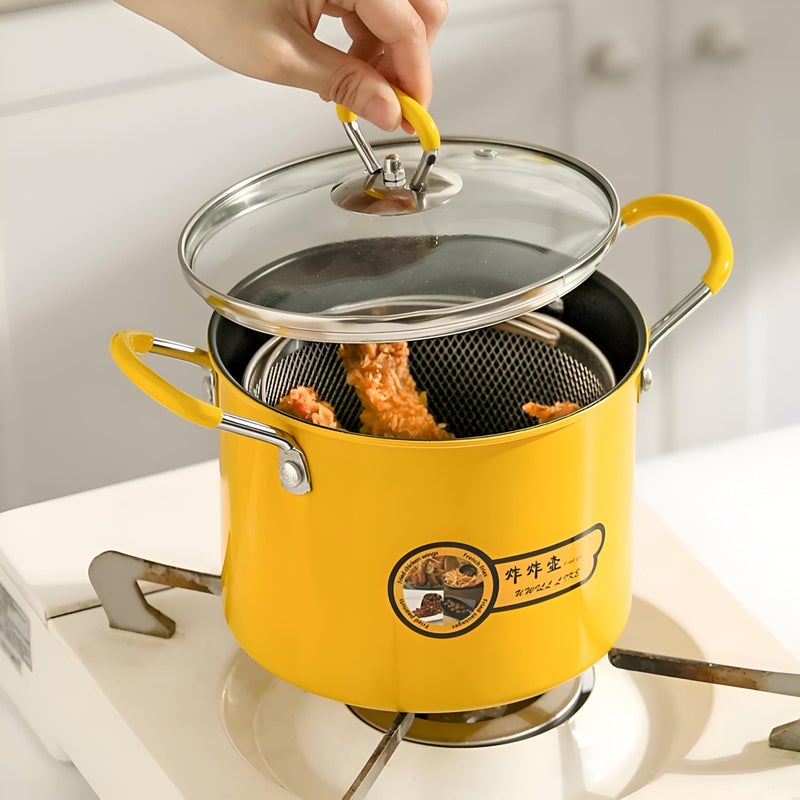 Generic Duck Shaped 3L Stainless Steel Deep Fryer with Basket, High Temperature Glass Lid, Wire Basket for Frying Foods, Stainless Steel Handle for Comfortable Grip - Image 4
