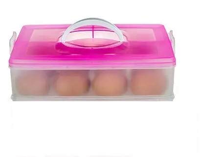 VEDVIT Plastic Egg Storage Box Container Holder Tray for Fridge Refrigerator Kitchen Food and Vegetable Egg Storage Container with Lid Multicolor 12 GridSingle Layer - Image 2