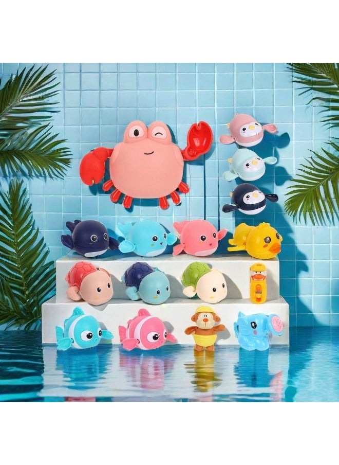 Generic - Baby Bath Toy Children's Water Play Crab Swimming Baby Children's Water Play Little Duck Little Turtle Coil Toy-Color:Cute Runny Elephant In The Water [purple Clothes Style] Bagged - Image 1
