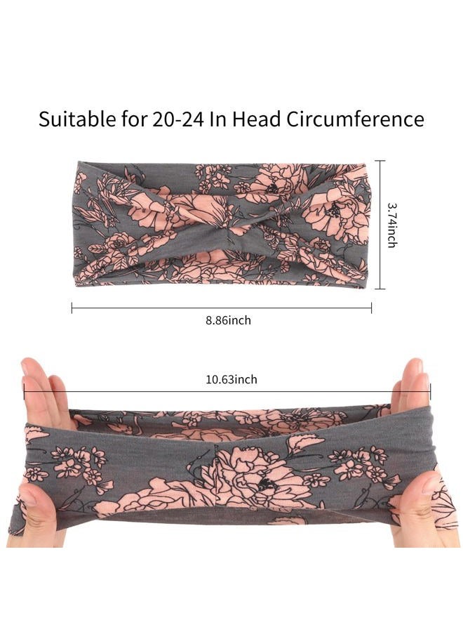 YARIEW 6Pcs Boho Headbands Head Bands Sweat Band Hair Wrap Headwrap Fashion Boho Wide Thick Workout Yoga Elastic Headbands Mens Cooling Running Sports Headband Sweatbands for Women - Image 3