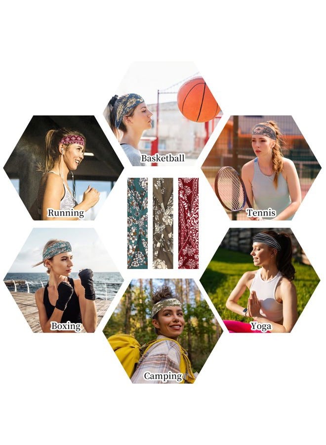 YARIEW 6Pcs Boho Headbands Head Bands Sweat Band Hair Wrap Headwrap Fashion Boho Wide Thick Workout Yoga Elastic Headbands Mens Cooling Running Sports Headband Sweatbands for Women - Image 5