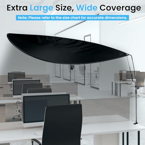 CKAGF Adjustable Office Cubicle and Desk Shade 55 Inch Extra Large Privacy Shade for Desk Blocks Overhead Light Glare and Distractions 360 Rotating Height Adjustable Desk Canopy for Office Workspace - Image 3