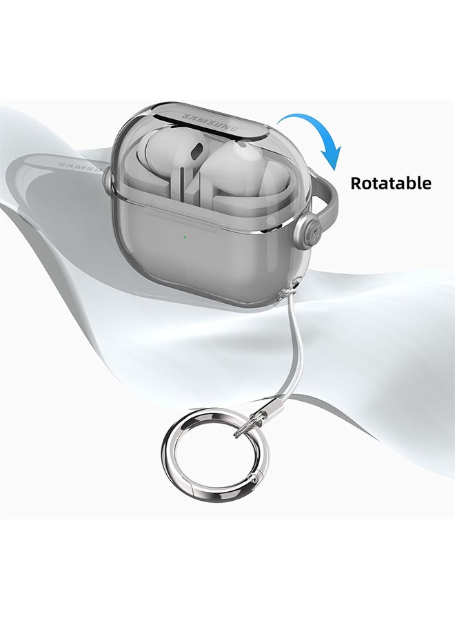 O Ozone For Samsung Galaxy Buds3 Case & Galaxy Buds 3 Pro Case Cover , Holder Clip Shockproof Flexible TPU Protection Case with Carabiner- Grey - Image 5