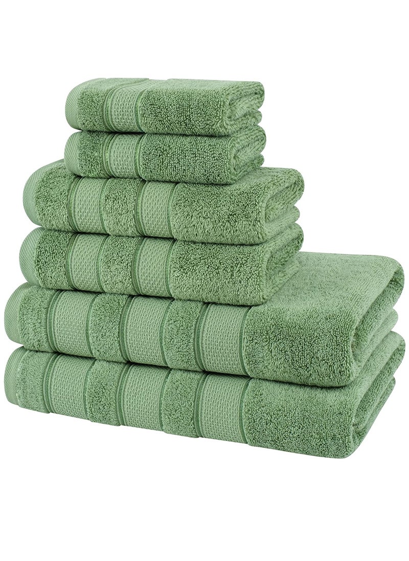 Safi Plus 6-Piece Towel Set 100% Turkish Genuine Cotton Super Soft & Absorbent Luxury Hotel Quality 600 GSM Cotton Bathroom Towels, 2 Bath Towels, 2 Hand Towels, 2 Washcloths, Sage Green  - Image 2