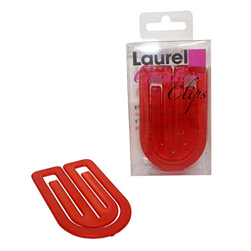 Laurel KingKlip for Organizing Sorting Documents Map Tabs Bookmark Crystal Red Colour Feather Light Paper Clip 75 mm Holds 2 to 70 Sheets Strong Smooth & Round Shaped U Clip for SOHO - 5 Clips Pack - Image 1