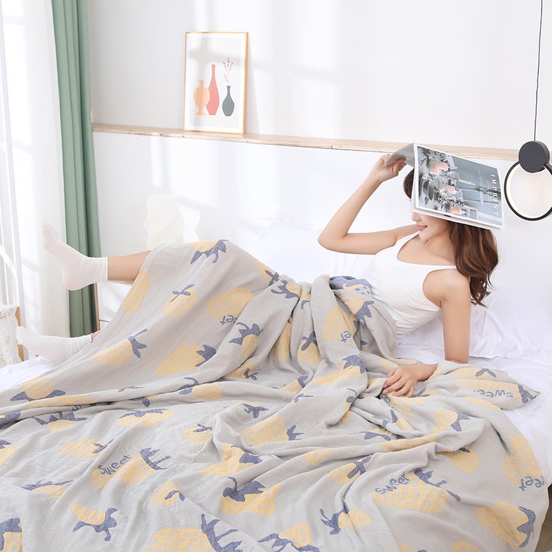 Five-Layer Pure Cotton Gauze Towel Bed Sheet 2023 New Single Double Air Conditioning Quilt Sofa Blanket Lunch Break Summer Cool Quilt - Image 2