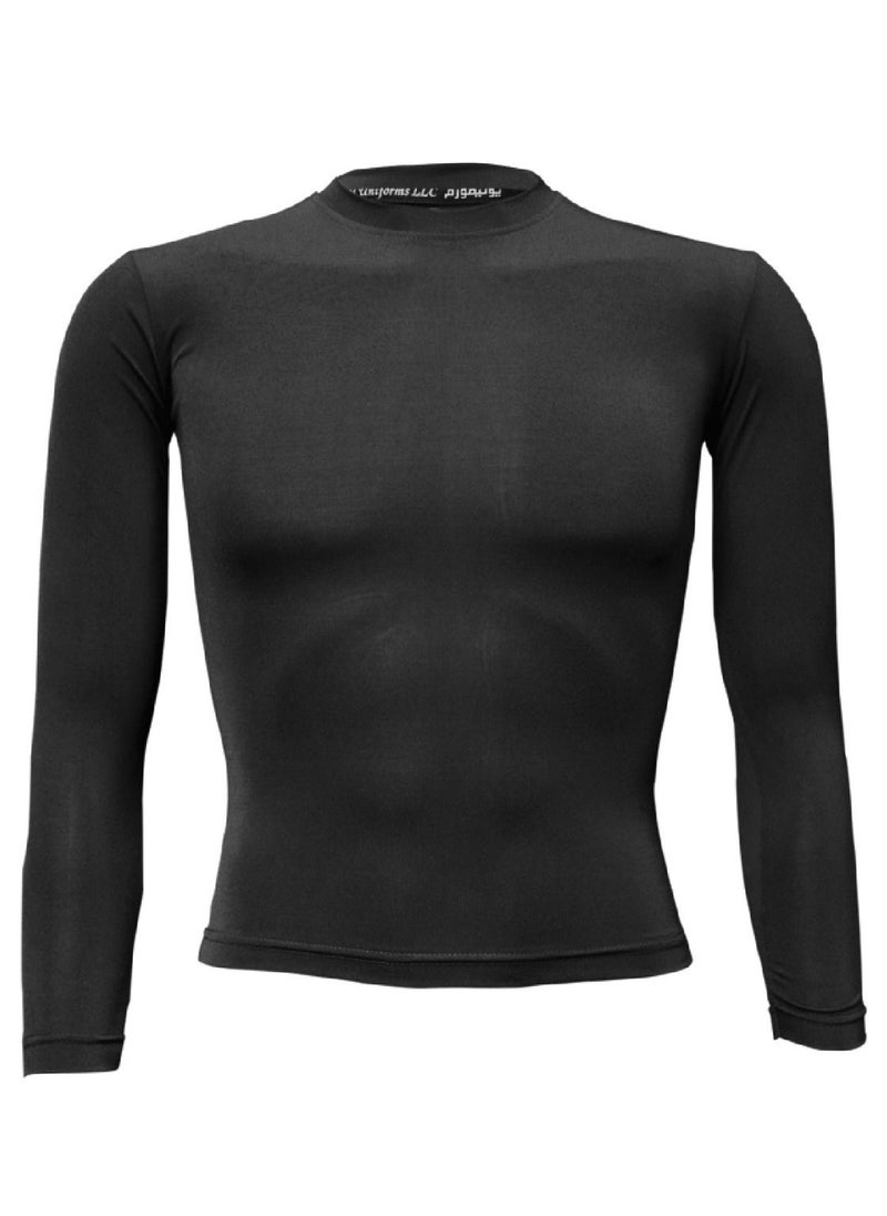 International Uniform L.L.C Men's Athleisure Full Sleeves Polyester Round Neck Black T-shirt  - Image 1