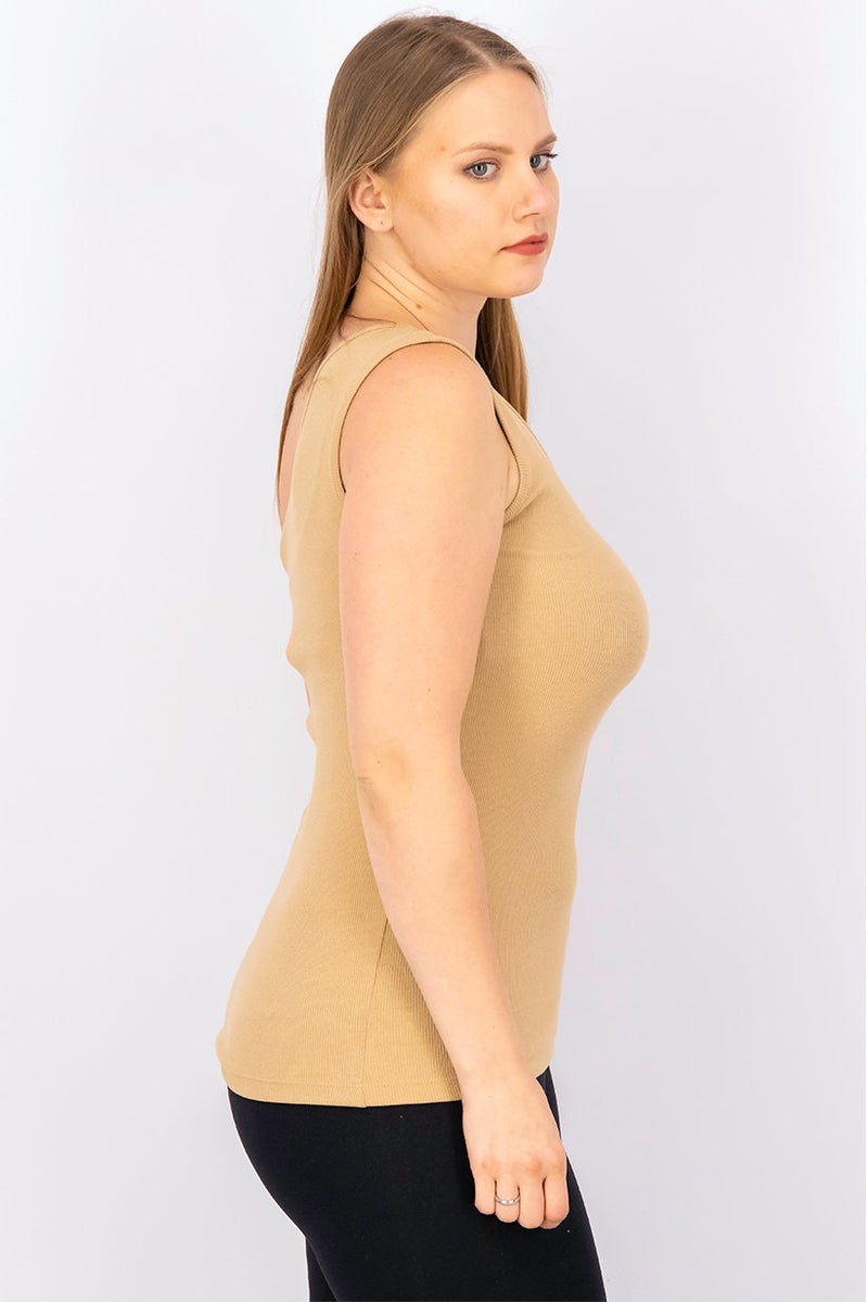 Mohito بلوزة نسائية غير متساوية الأكمام ذات نسيج، لون جمل - Image 3