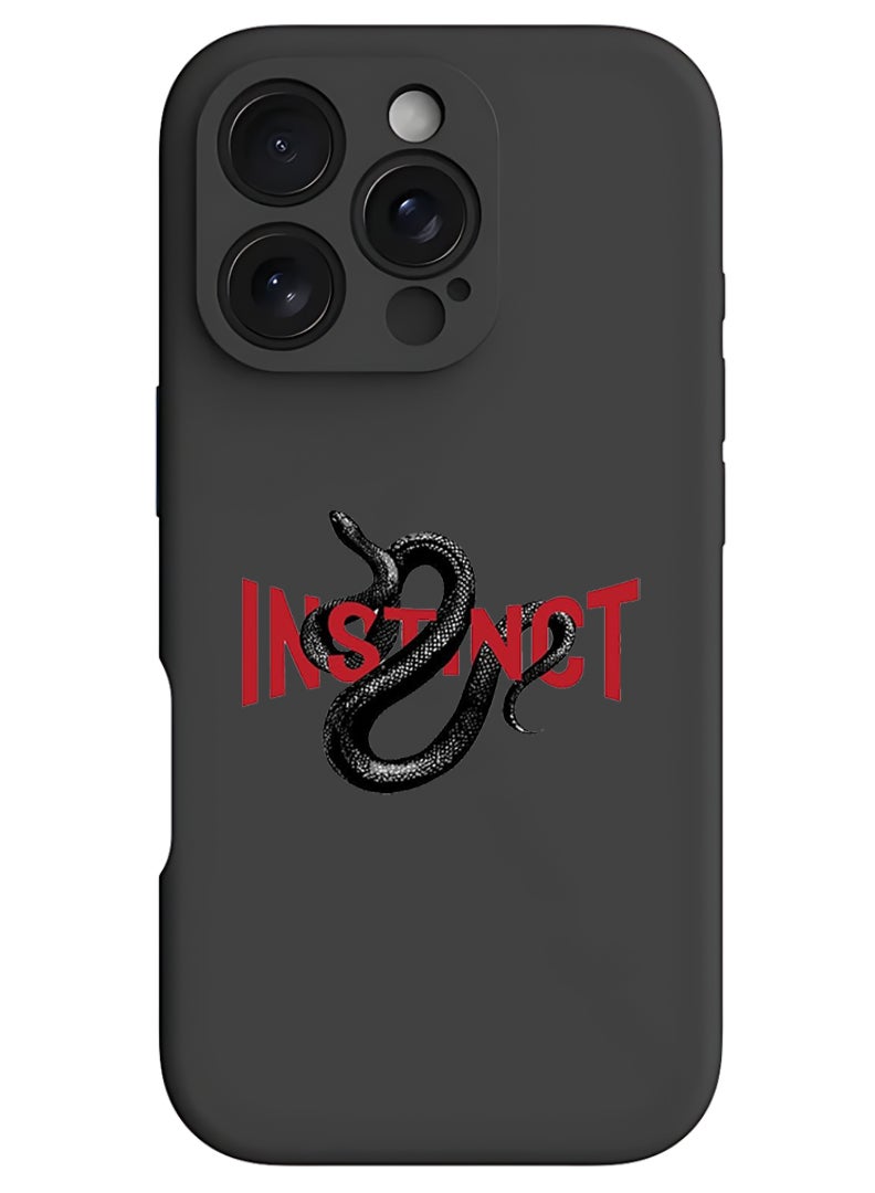 Theodor iPhone 16 Pro Max Black Protective Slim Fit Case Liquid Silicone Cover with Full Body Protection Anti-Scratch Shockproof Case For iPhone - Instinct - Image 1