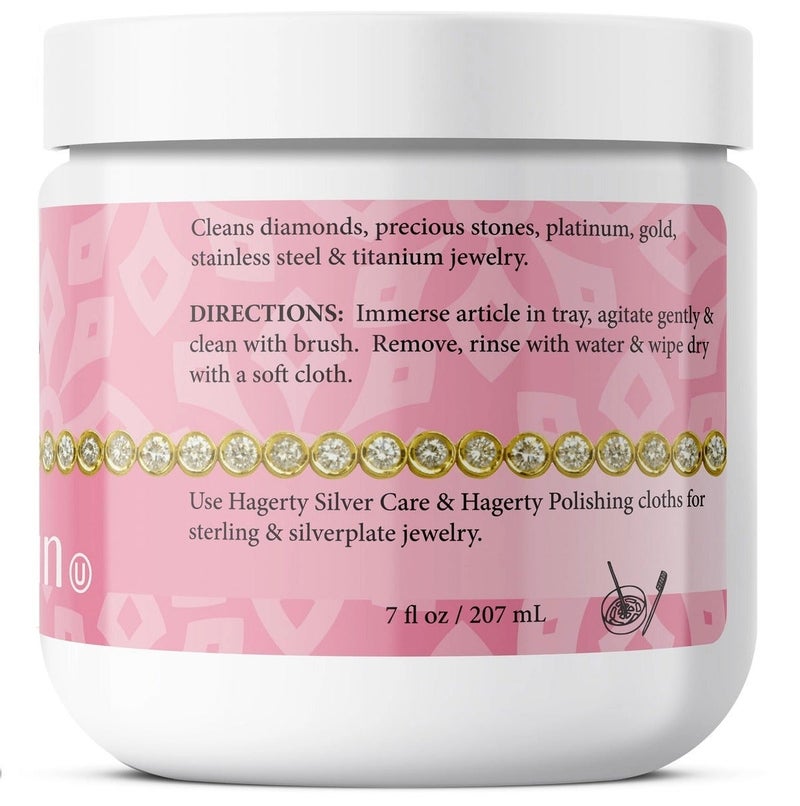 Hagerty Jewel Clean Jewelry Cleaner, 7 oz with Dipping Basket and Brush, Gently Cleans Diamonds, Precious Stones, Gold and Platinum, Ammonia-Free and Fragrance-Free Formula - Image 2