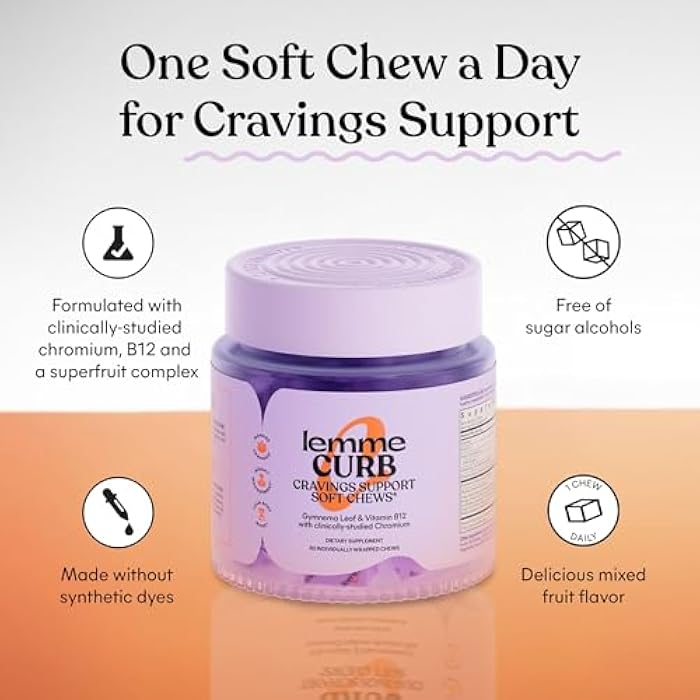 Lemme Curb Cravings Soft Chews - Manage Appetite, Support Metabolism & Lean Body w/Clinically Studied Chromium, Gymnema & B12 for Healthy Weight Management, Mixed Berry - Image 3