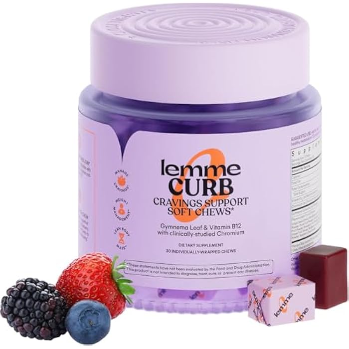 Lemme Curb Cravings Soft Chews - Manage Appetite, Support Metabolism & Lean Body w/Clinically Studied Chromium, Gymnema & B12 for Healthy Weight Management, Mixed Berry - Image 1