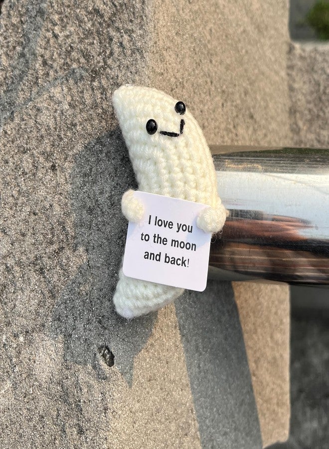 PLWalker Emotional Support Moon Gifts for Men Women, Cute Positive Crochet Crocheted Moon Plush Plushies Home Decor - Image 2