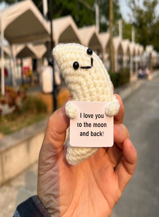 PLWalker Emotional Support Moon Gifts for Men Women, Cute Positive Crochet Crocheted Moon Plush Plushies Home Decor - Image 4