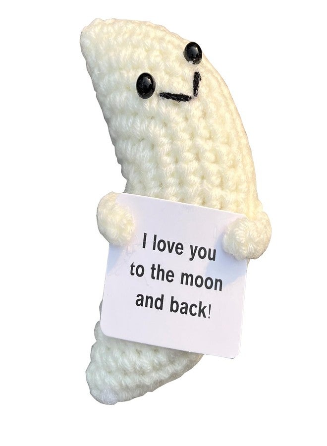 PLWalker Emotional Support Moon Gifts for Men Women, Cute Positive Crochet Crocheted Moon Plush Plushies Home Decor - Image 1