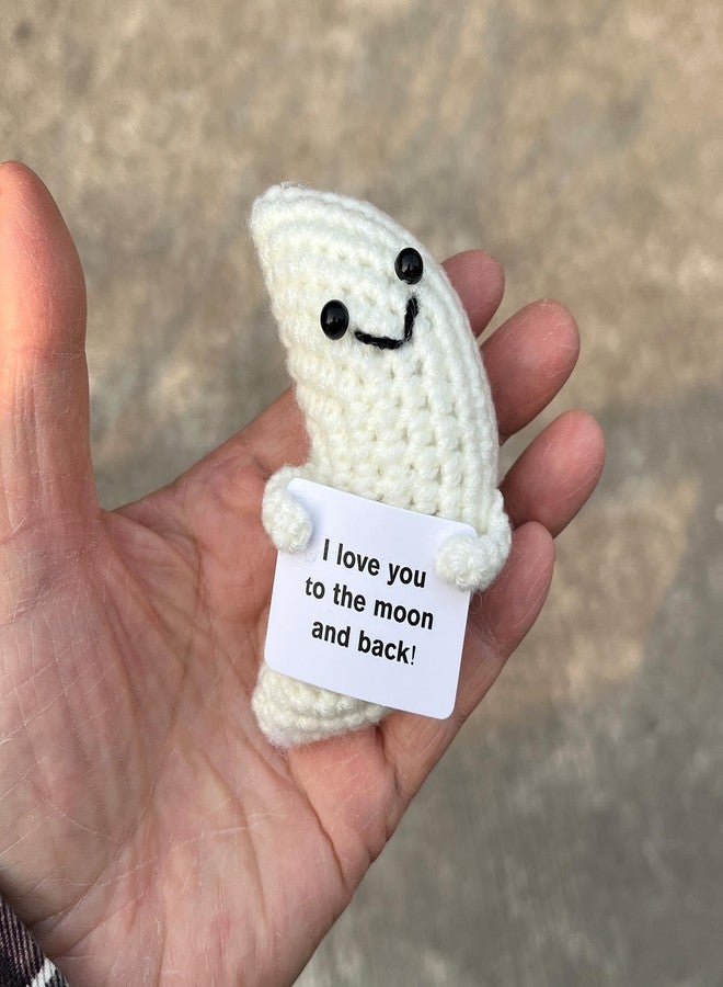PLWalker Emotional Support Moon Gifts for Men Women, Cute Positive Crochet Crocheted Moon Plush Plushies Home Decor - Image 5