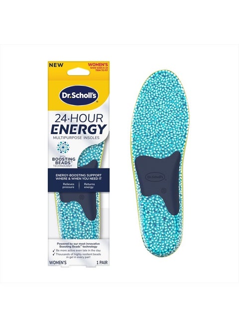® 24-Hour Energy Multipurpose Insoles, Returns Energy with Every Step, Relieves Foot Pressure & Tired Achy Feet, Memory Foam & Gel Insert, Women's Shoe Size 6-10, 1 Pair