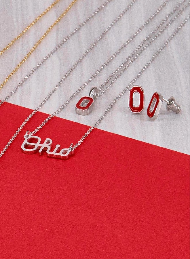 Stone Armory Ohio State Buckeyes Gifts Women - Dainty Block O Stud Earring and Necklace Set - Hypoallergenic Stainless Steel Jewelry for Women - Buckeye Jewelry and Ohio State Gifts - Image 5