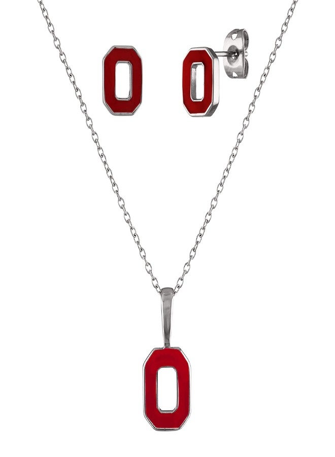 Stone Armory Ohio State Buckeyes Gifts Women - Dainty Block O Stud Earring and Necklace Set - Hypoallergenic Stainless Steel Jewelry for Women - Buckeye Jewelry and Ohio State Gifts - Image 1