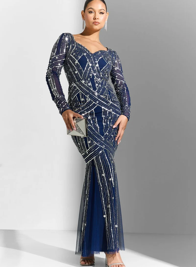 Amelia Rose Embellished Sweetheart Neck Dress