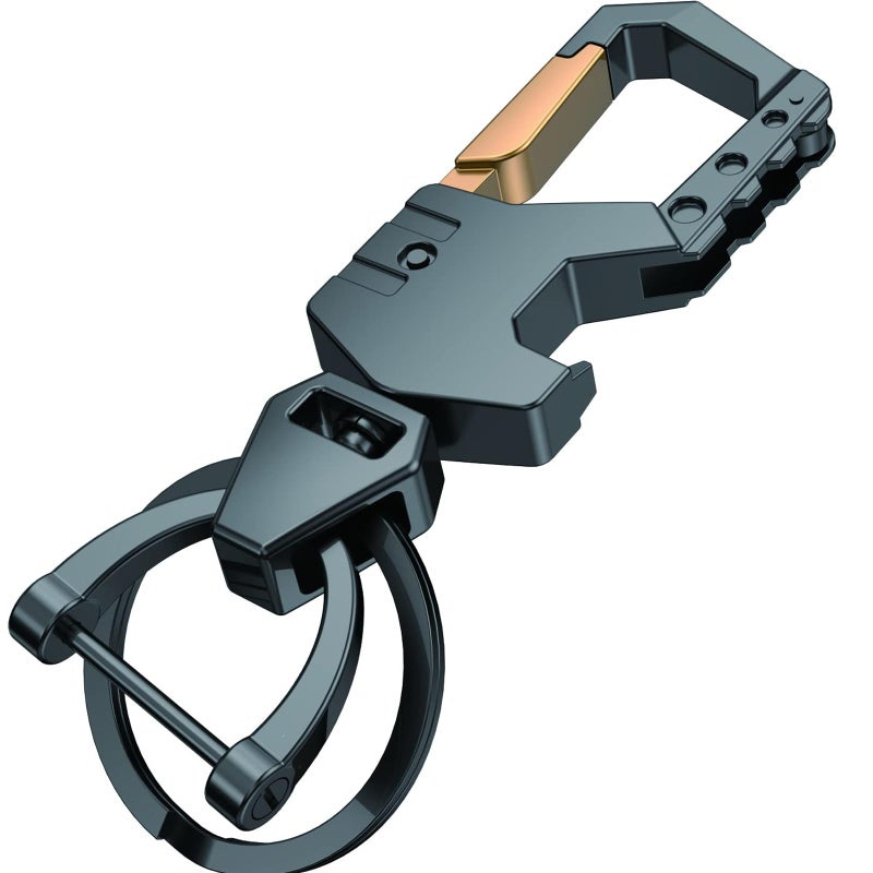 Mtverver Heavy Duty Key Chain with (1 key ring and 1 D-ring),Bottle Opener,Carabiner Car Key Chains (Black) - Image 1