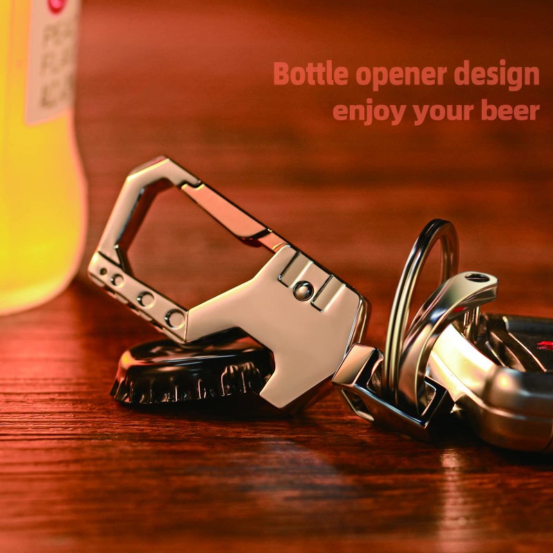 Mtverver Heavy Duty Key Chain with (1 key ring and 1 D-ring),Bottle Opener,Carabiner Car Key Chains (Black) - Image 3