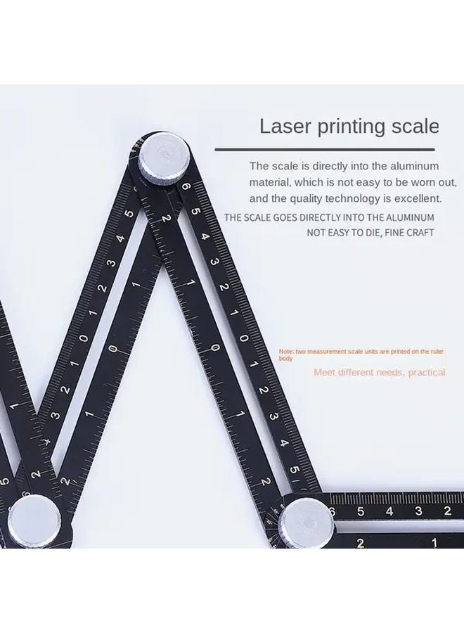 Six Fold Ruler Aluminum Alloy Multi Purpose Folding Tool for Woodworking Tile Punch Locator - Image 5