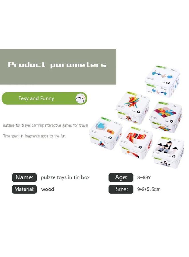 لعبة ألغاز تدريب الذكاء الخشبية في علبة معدنية ألعاب عد للأطفال الرياضيات ألعاب دي آي واي، دواليب دوران - Image 4