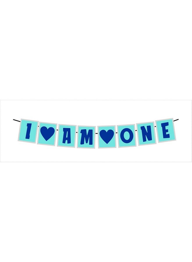 Balloonistics I Am One String Card Board Banner for First Birthday Decoration (Blue) - Image 1
