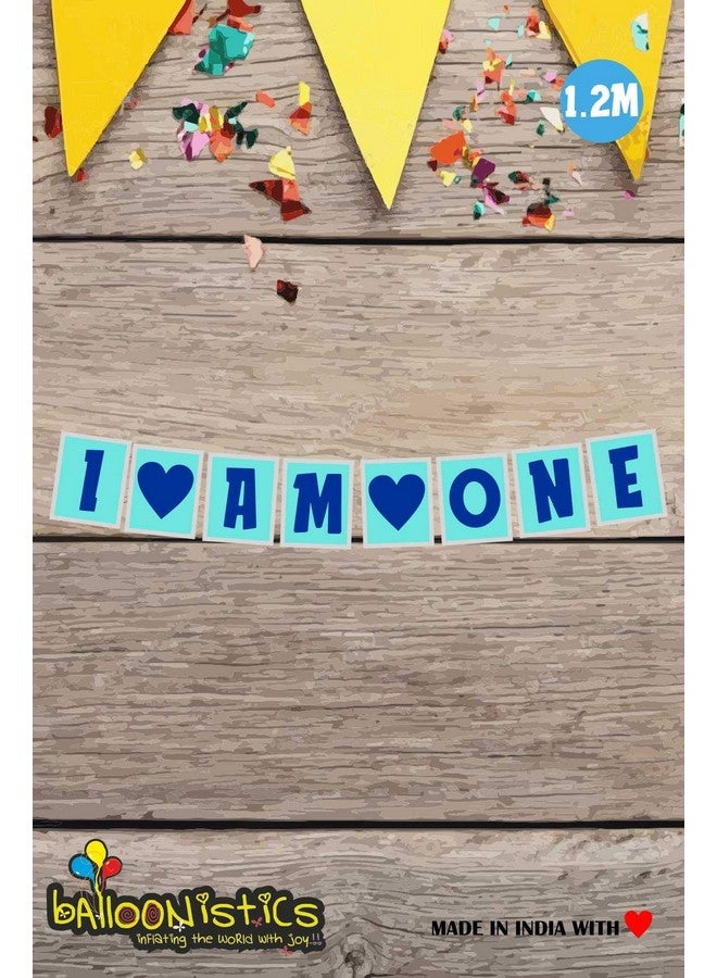 Balloonistics I Am One String Card Board Banner for First Birthday Decoration (Blue) - Image 2