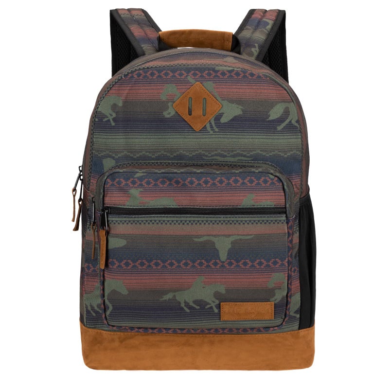 Wrangler Yellowstone Sturdy Backpack for Travel Classic Logo Water Resistant Casual Daypack for Travel with Padded Laptop Notebook Sleeve (Burgandy Patterned) - Image 1