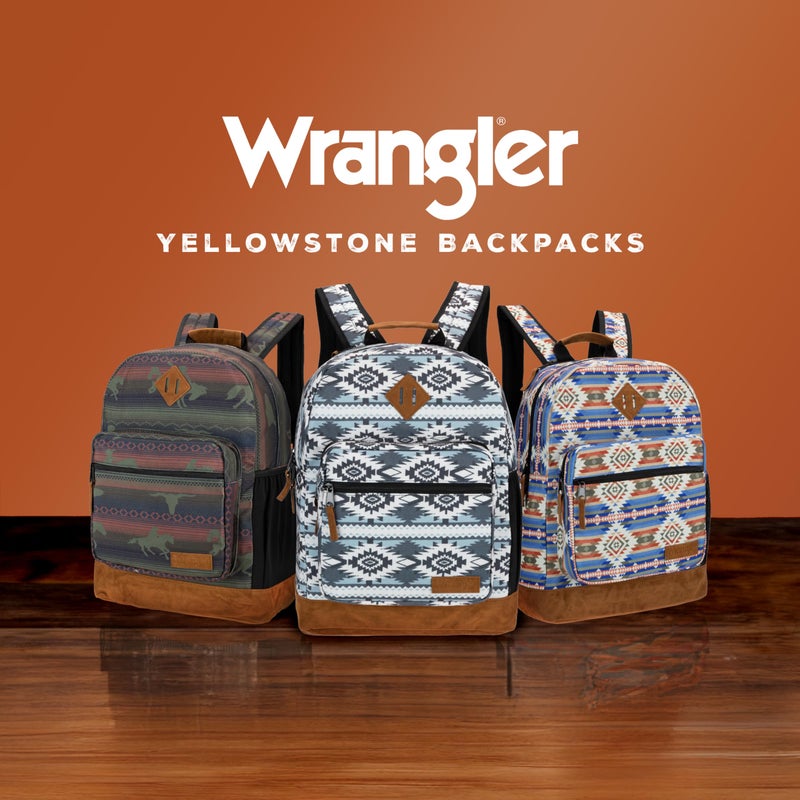 Wrangler Yellowstone Sturdy Backpack for Travel Classic Logo Water Resistant Casual Daypack for Travel with Padded Laptop Notebook Sleeve (Burgandy Patterned) - Image 5