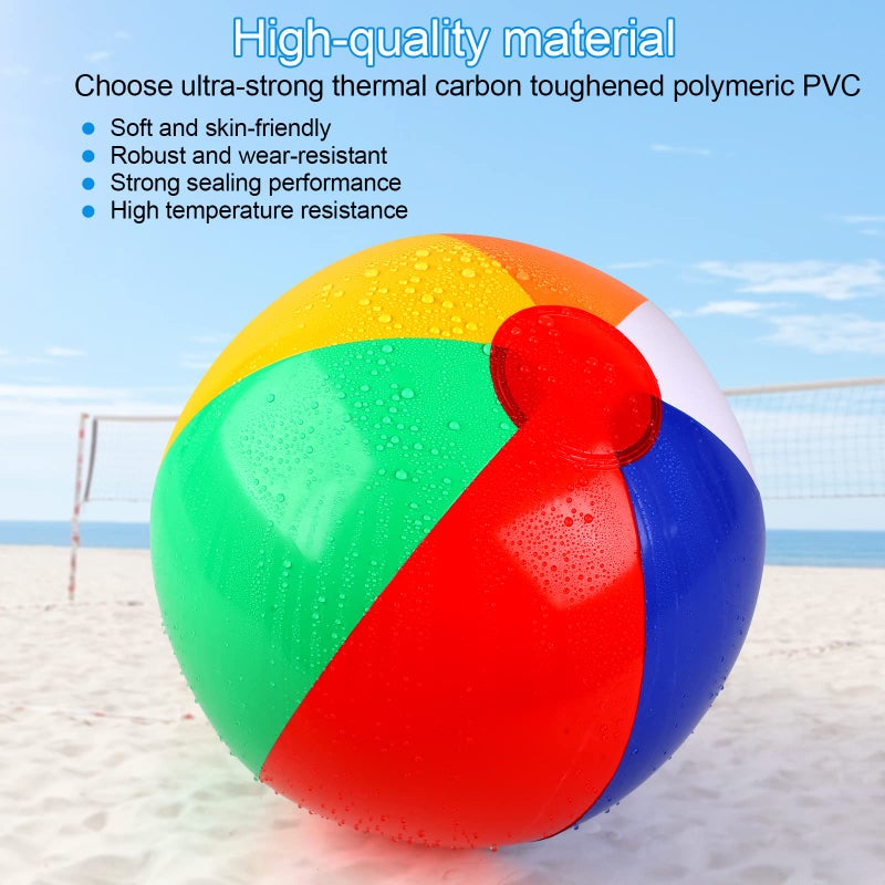 Rindion 6 Pack Beach Balls, 10 Inch Beach Balls for Kids, Rainbow Color Pool Toys Pool Balls for Swimming Pool, Beach Toys Inflatable Ball for Summer Parties and Water Games - Image 4