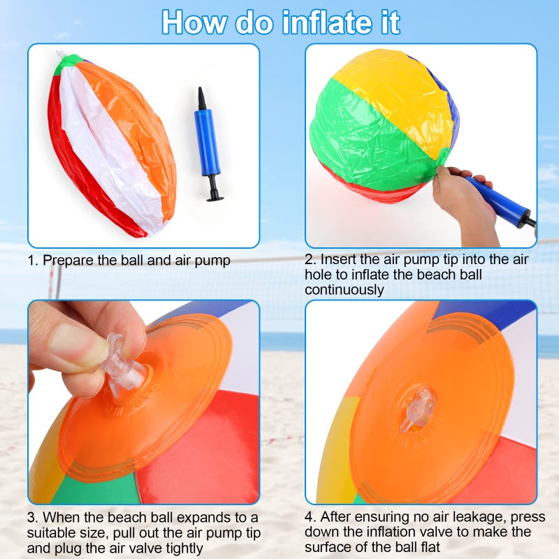 Rindion 6 Pack Beach Balls, 10 Inch Beach Balls for Kids, Rainbow Color Pool Toys Pool Balls for Swimming Pool, Beach Toys Inflatable Ball for Summer Parties and Water Games - Image 5