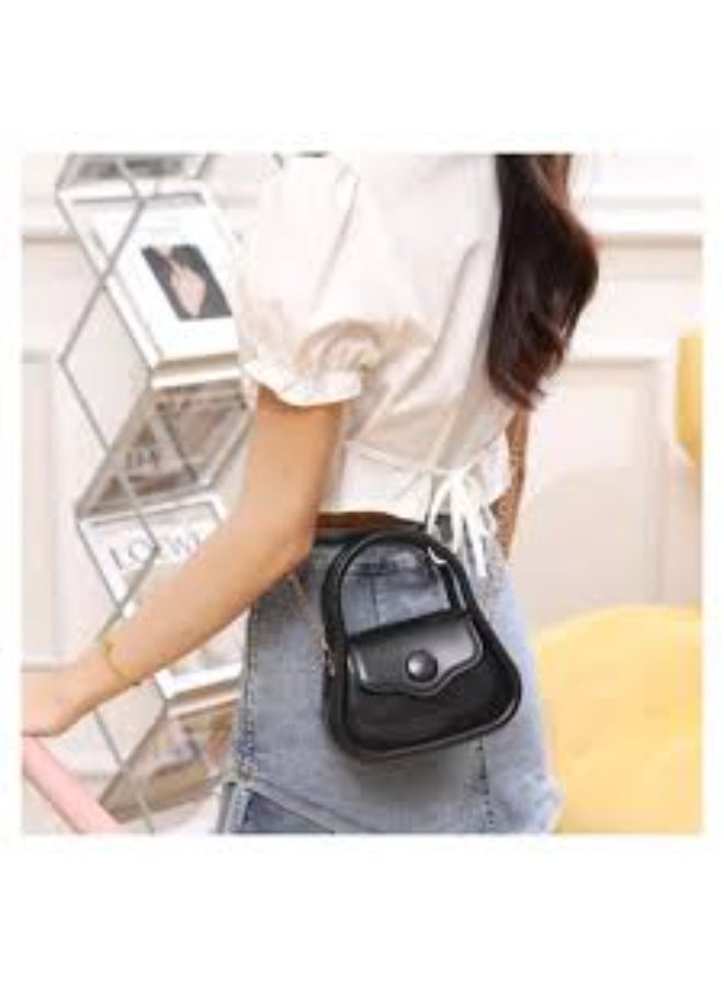ازياء حقيبة كتف كروس صغيرة بيد سلسلة شنطة لون اسود - Image 1