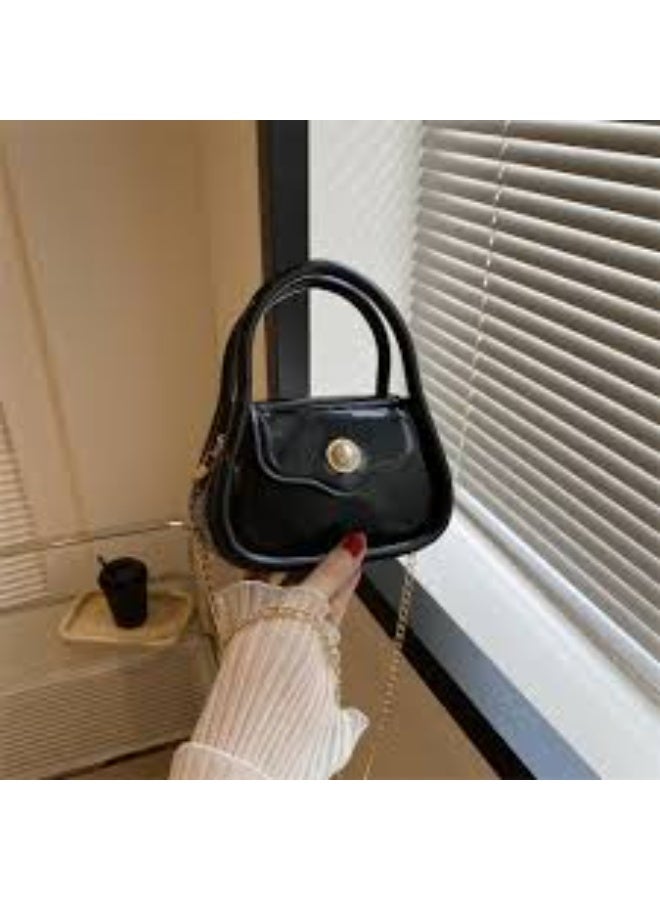 ازياء حقيبة كتف كروس صغيرة بيد سلسلة شنطة لون اسود - Image 2