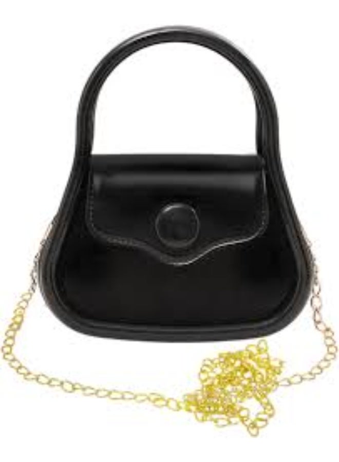 ازياء حقيبة كتف كروس صغيرة بيد سلسلة شنطة لون اسود - Image 3