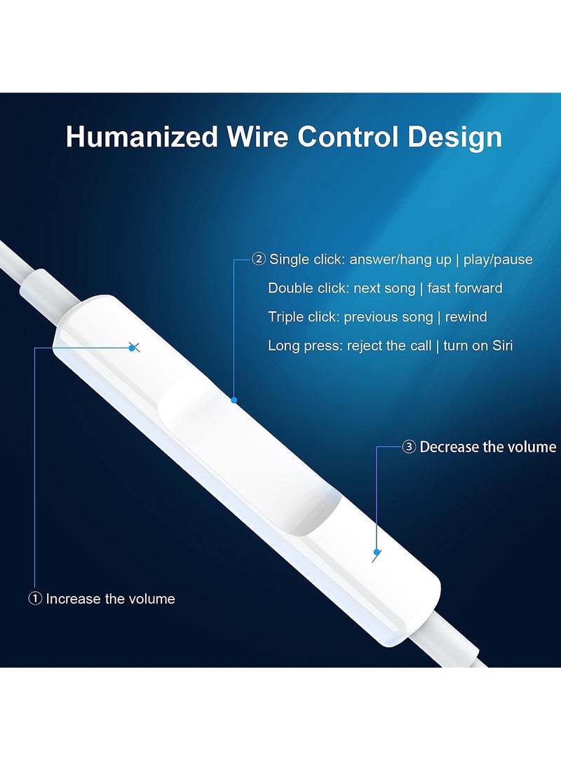 ELTRAZONE iPhone Headphones, [MFI Certified] Earphones Wired Stereo Sound Earbuds with Microphone and Volume Control, Compatible with iPhone 14/13/12/SE/11/XR/XS/X/7/7 Plus/8/8P, Supports All iOS Systems,White - Image 4