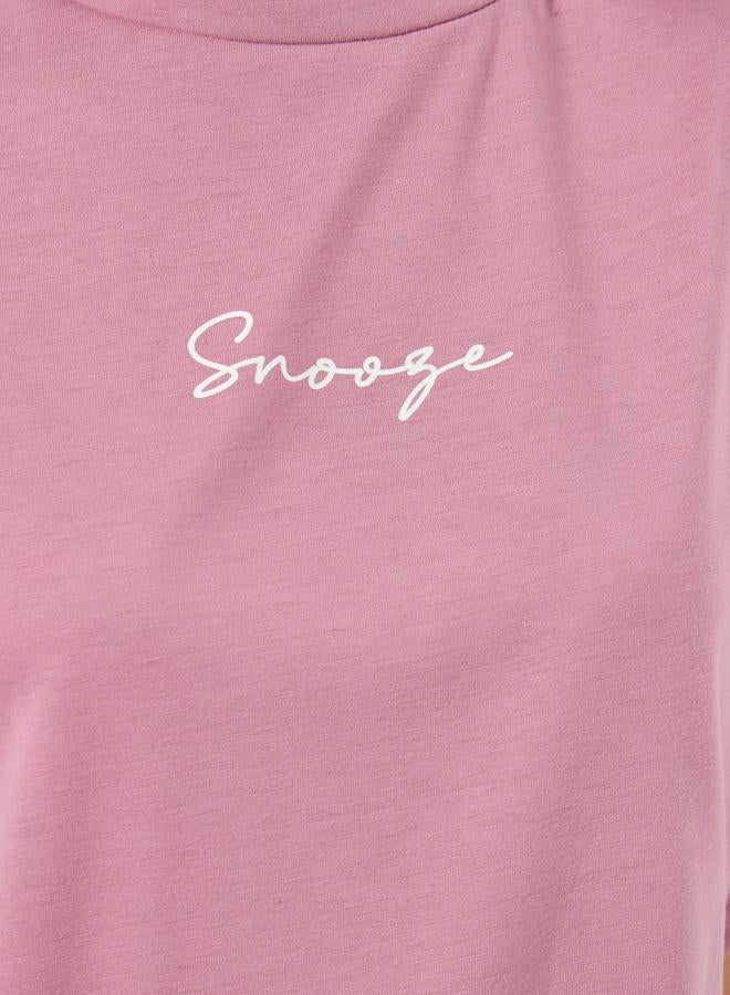 Styli Slogan T-Shirt and Paisley Print Pyjama Set - Image 3