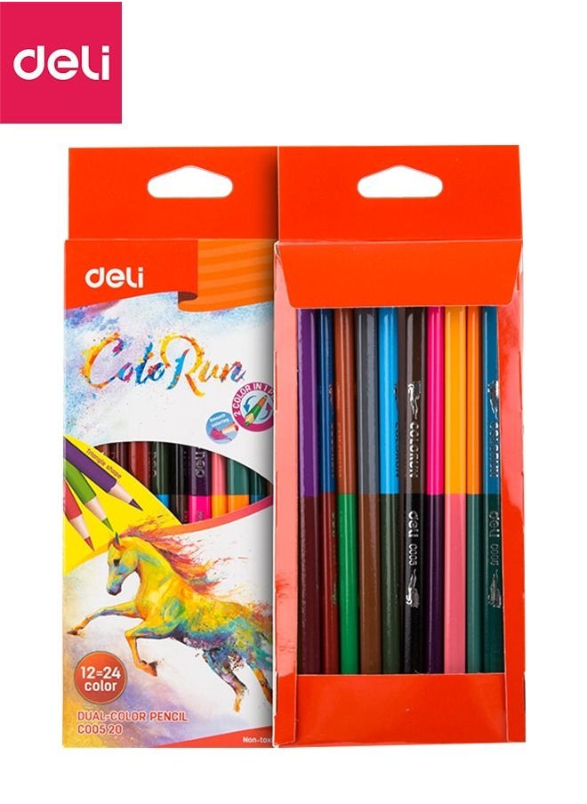 Deli 12-Piece Dual-ended Pencils Set 24 Colors Triangular Shape Basswood  - Image 4