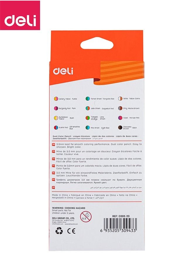Deli - 12-Piece Dual-ended Pencils Set 24 Colors Triangular Shape Basswood - Image 1