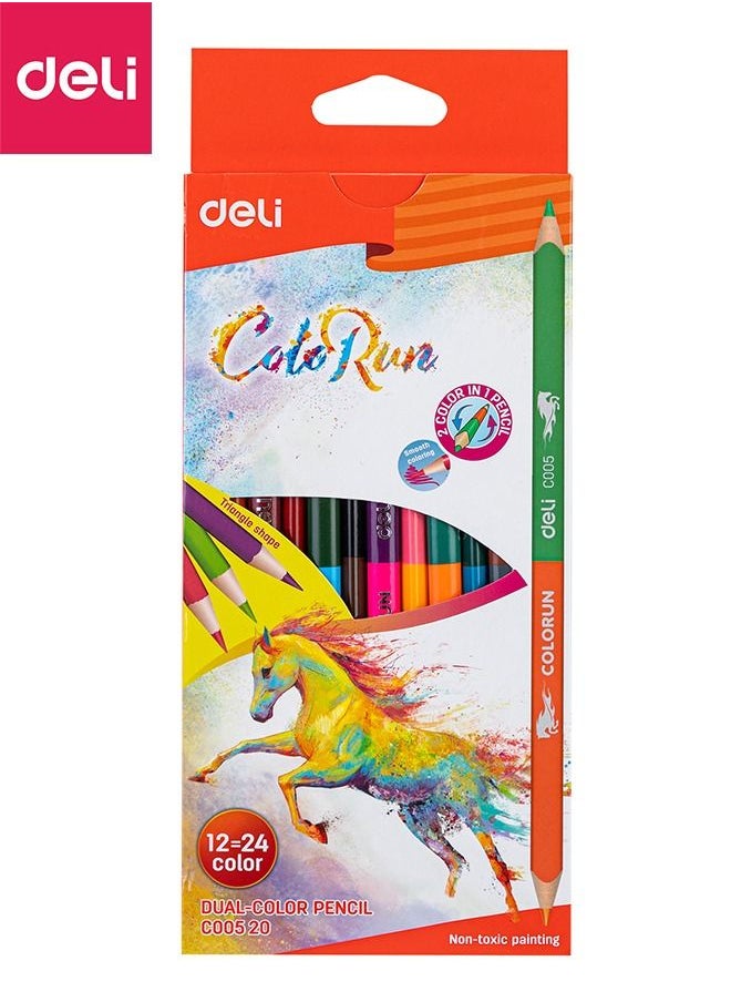 Deli 12-Piece Dual-ended Pencils Set 24 Colors Triangular Shape Basswood  - Image 5