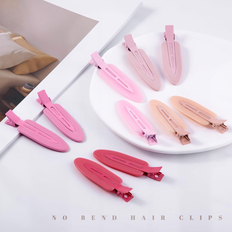Cptots 10 Pcs Creaseless No Crease No Bend Flat Hair Clips For Styling Non Slip Makeup Clips For Women Salon Hairstyle, Pink Rose Red - Image 2
