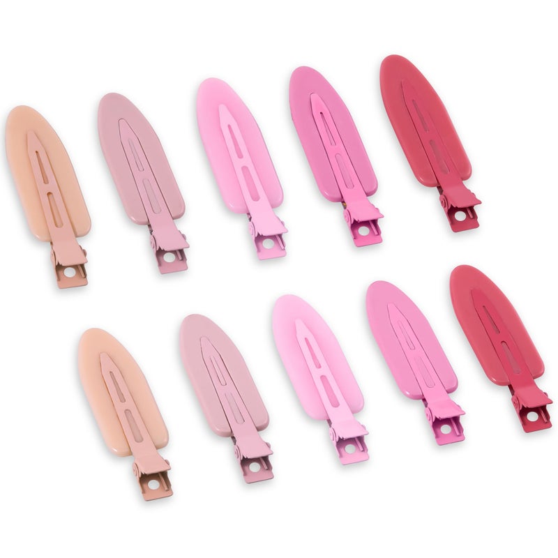 Cptots 10 Pcs Creaseless No Crease No Bend Flat Hair Clips For Styling Non Slip Makeup Clips For Women Salon Hairstyle, Pink Rose Red - Image 1