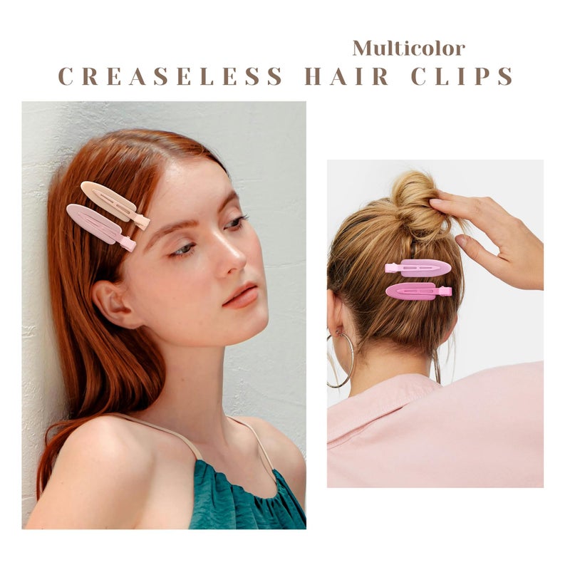 Cptots 10 Pcs Creaseless No Crease No Bend Flat Hair Clips For Styling Non Slip Makeup Clips For Women Salon Hairstyle, Pink Rose Red - Image 5